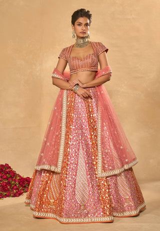 Saba pink orange lehenga set