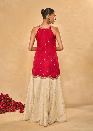 Ambi red orange kurta and flared pant set