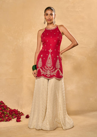 Ambi red orange kurta and flared pant set