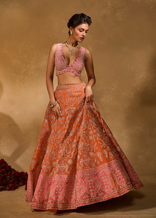 Mahira orange pink lehenga set