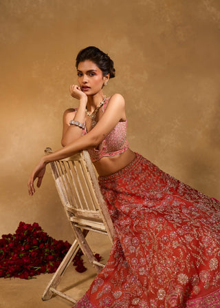 Mahira orange pink lehenga set