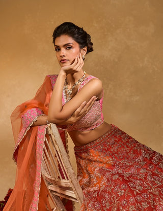 Mahira orange pink lehenga set