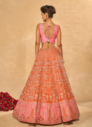 Mahira orange pink lehenga set