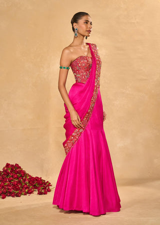 Arya hot pink sari and blouse