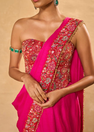Arya hot pink sari and blouse