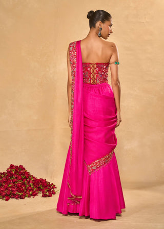 Arya hot pink sari and blouse