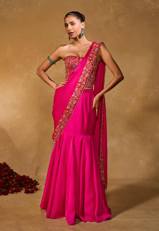 Arya hot pink sari and blouse