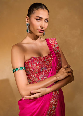 Arya hot pink sari and blouse