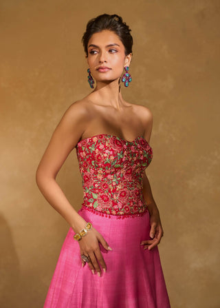 Tanya pink red lehenga set