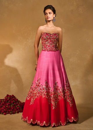 Tanya pink red lehenga set