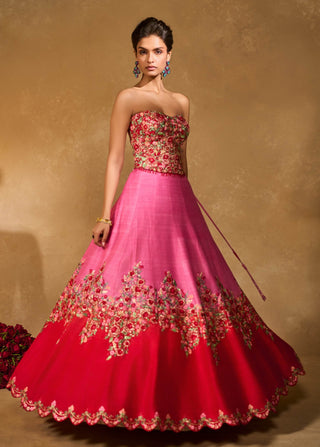 Tanya pink red lehenga set