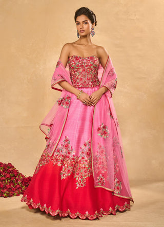 Tanya pink red lehenga set