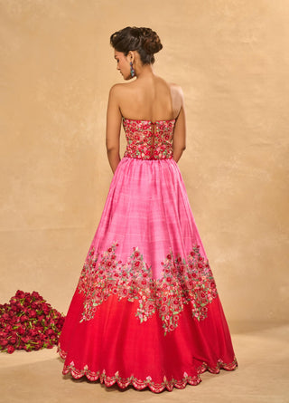 Tanya pink red lehenga set
