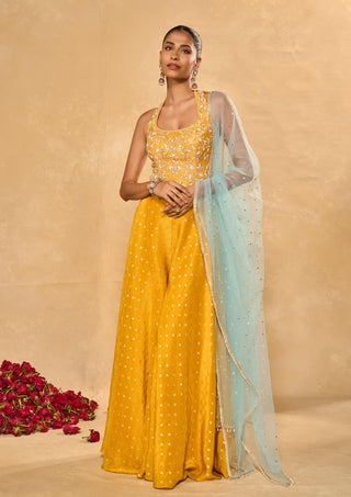 Riz yellow kurta and flared pant set