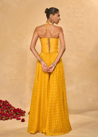 Riz yellow kurta and flared pant set