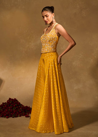 Riz yellow kurta and flared pant set