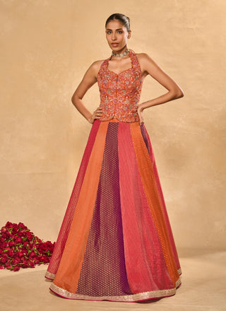Asma purple orange lehenga set