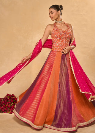 Asma purple orange lehenga set