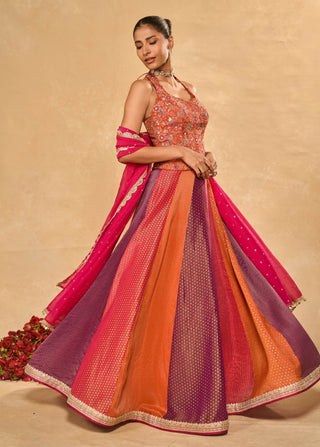 Asma purple orange lehenga set