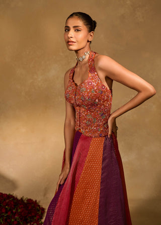 Asma purple orange lehenga set