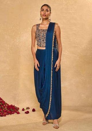 Lekha blue sari with blouse