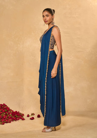 Lekha blue sari with blouse