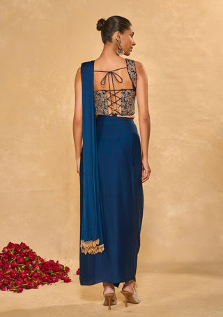 Lekha blue sari with blouse
