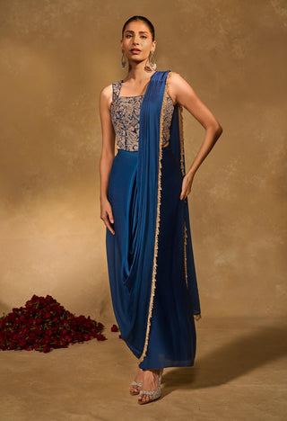 Lekha blue sari with blouse