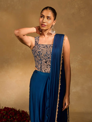 Lekha blue sari with blouse