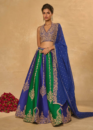 Saira blue green lehenga set