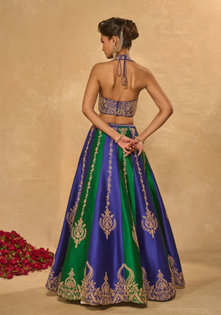 Saira blue green lehenga set