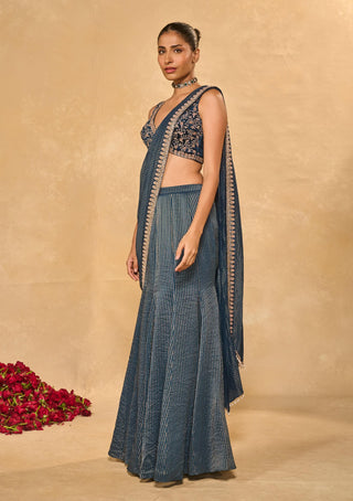 Kavya blue sari with blouse