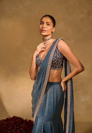Kavya blue sari with blouse