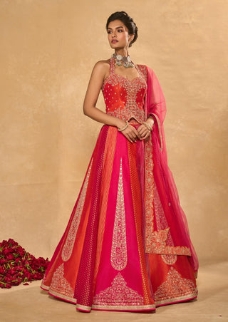 Naina orange pink lehenga set