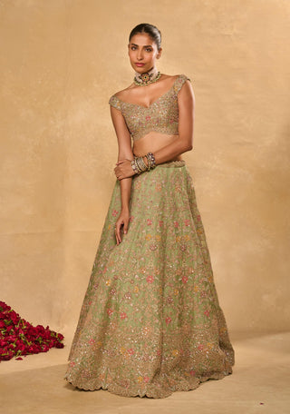 Revati sage green lehenga set