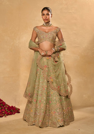Revati sage green lehenga set