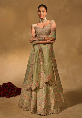 Revati sage green lehenga set