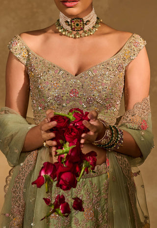 Revati sage green lehenga set