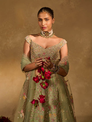 Revati sage green lehenga set