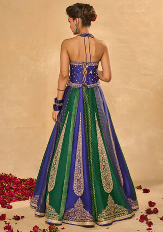 Naina blue green lehenga set