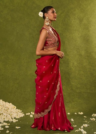 Amal red sari with blouse