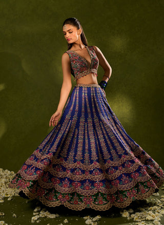 Oorja blue green lehenga set