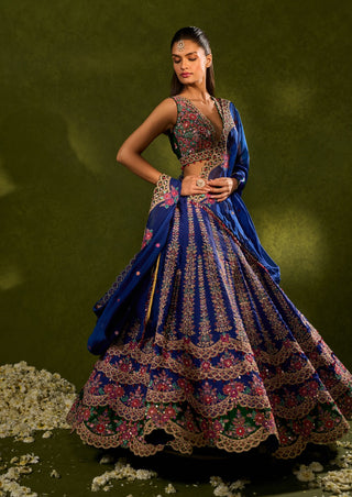 Oorja blue green lehenga set