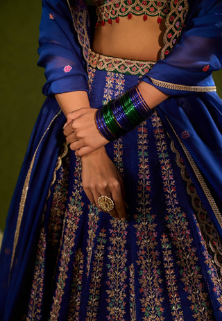 Oorja blue green lehenga set