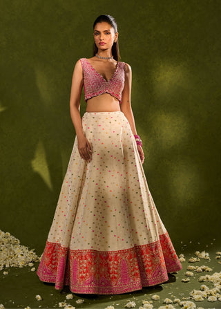 Anvi ivory pink lehenga set