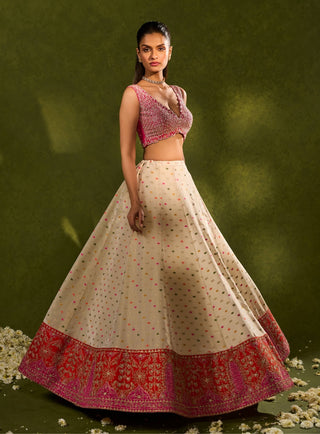 Anvi ivory pink lehenga set