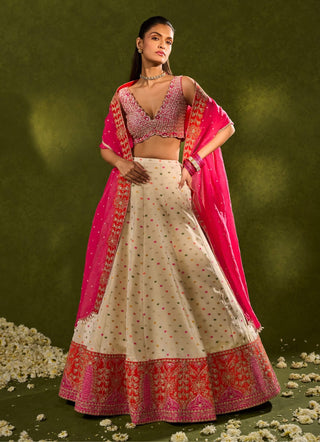 Anvi ivory pink lehenga set