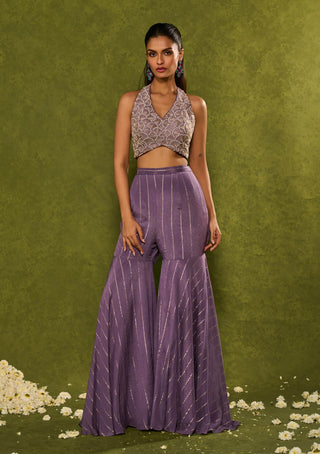 Hunar dusty purple sharara set
