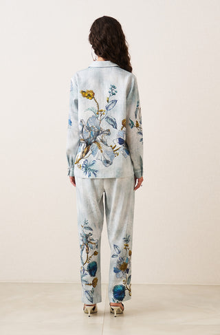 Rose shirt with straight-leg pants