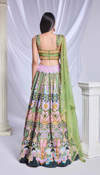 Celtic Hearts Green Lehenga Set by Papa Don'T Preach By Shubhika, available on Indiaspopup.com